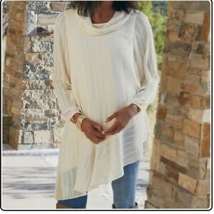 Soft Surroundings Asymmetrical Cowl Neck Long Sleeve Blouse in Size Medium